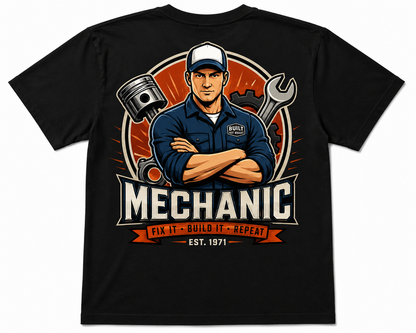Mechanic Fix It Build It Repeat Vintage Garage T-Shirt
