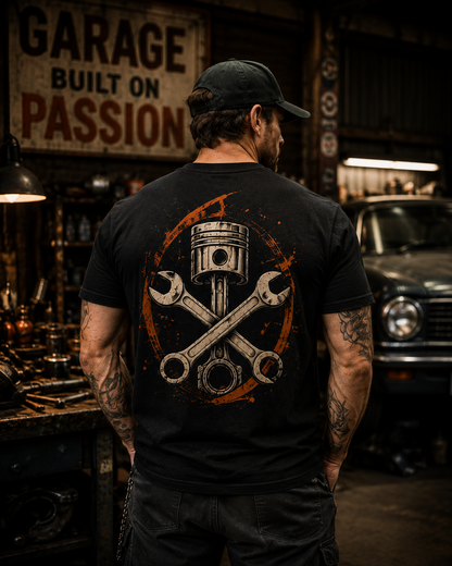 Vintage Piston & Wrenches Mechanic Garage T-Shirt
