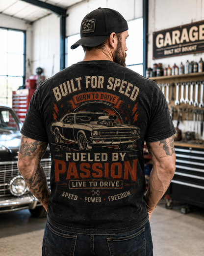 Built for Speed – Fueled by Passion Vintage Muscle Car T-Shirt