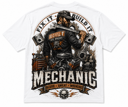 Built Not Bought Mechanic T-Shirt – Vintage Garage Graphic Tee