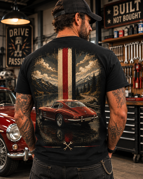 Vintage Grand Touring Racing T-Shirt – Classic European Car Graphic Tee