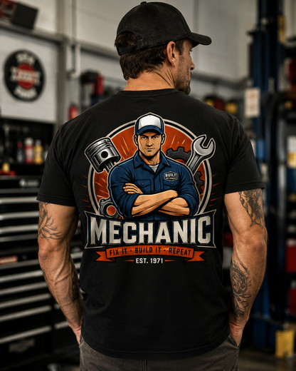 Mechanic Fix It Build It Repeat Vintage Garage T-Shirt