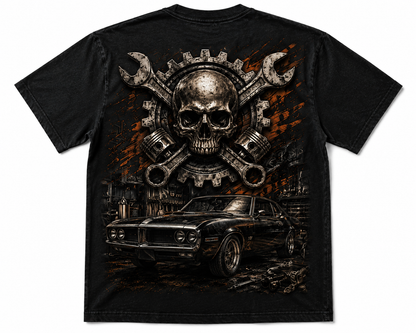 Mechanical Skull & Muscle Car Vintage Garage T-Shirt