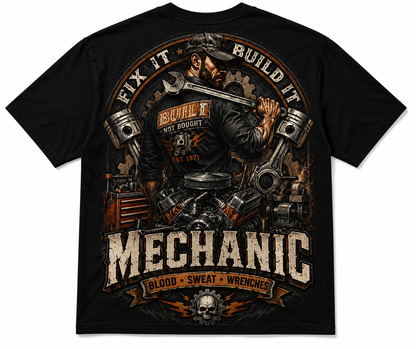 Built Not Bought Mechanic T-Shirt – Vintage Garage Graphic Tee