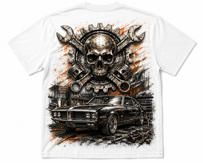 Mechanical Skull & Muscle Car Vintage Garage T-Shirt